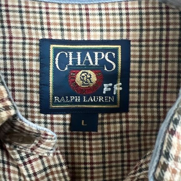 EUC VINTAGE Chaps Ralph Lauren Shirt Mens L Button Down Plaid Design Cotton - Picture 2 of 5